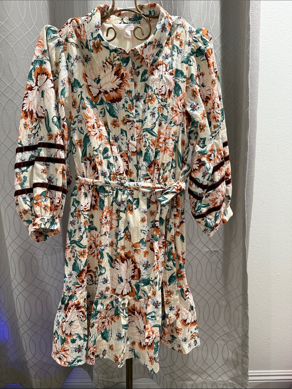 Floral Puff-Sleeve Tiered Dress - Cream Multi
